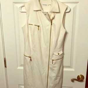 Cream work dress with gold details